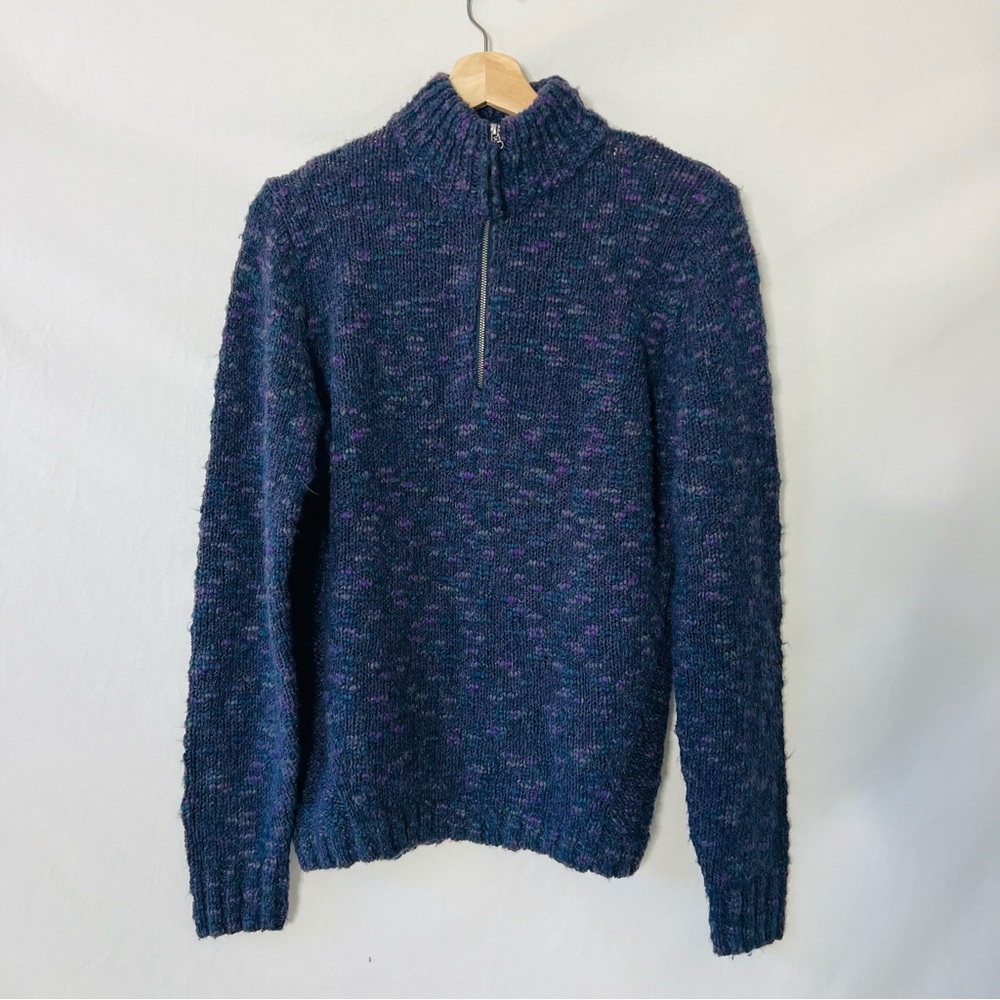 Woolrich Purple Half Zip Marled Knit Sweater - Picture 2 of 12